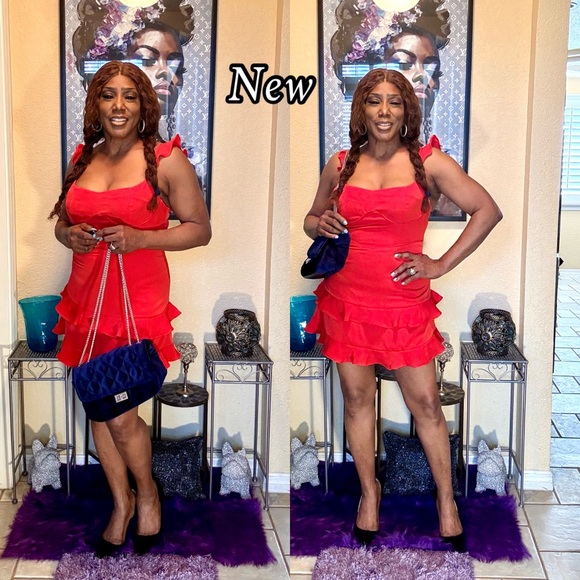 Vibrant Red Ruffle Dress - Picture 4 of 11